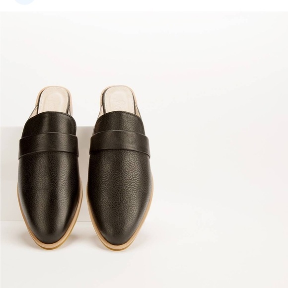 Sseko Black Leather Slip On Mule Flat Loafers - Picture 1 of 9